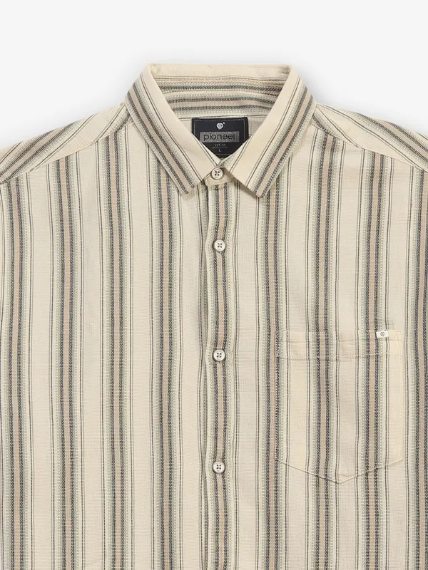 PIONEER stripe cotton cream shirt