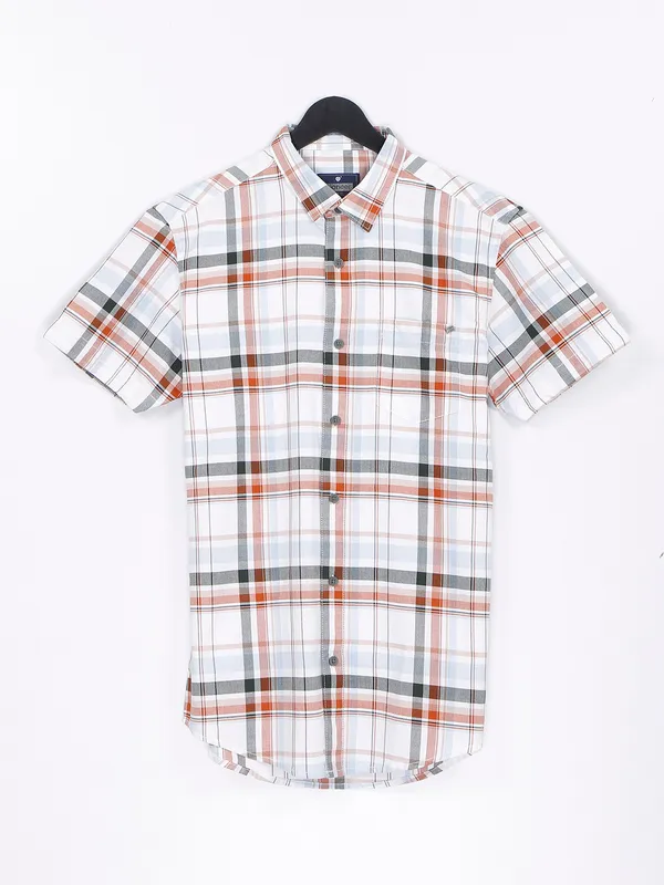 Pioneer white and orange cotton shirt