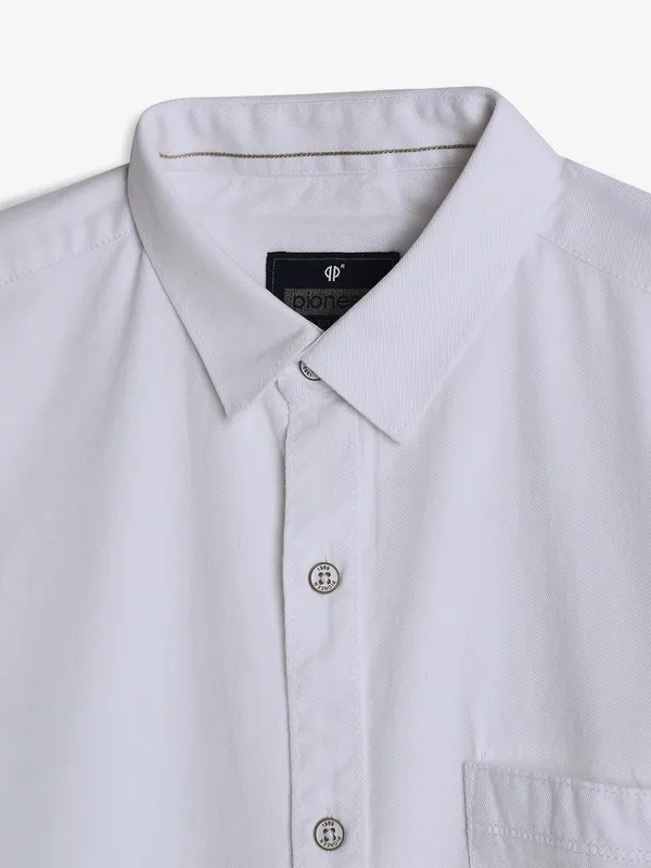 PIONEER white plain cotton shirt