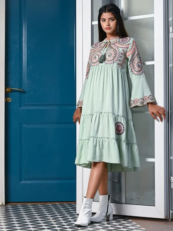 Pista green cotton kurti for casual