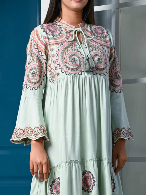 Pista green cotton kurti for casual