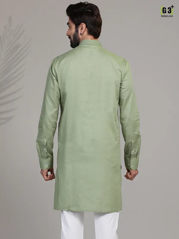 Pista green cotton only kurta