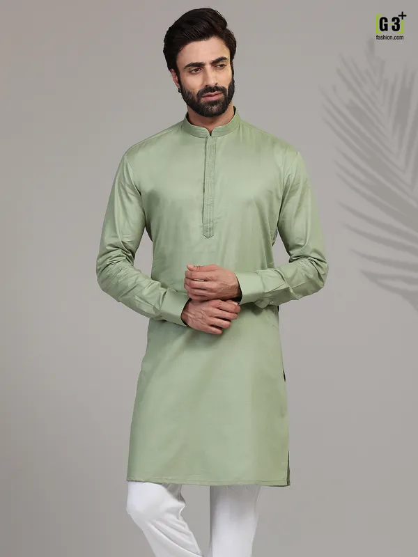 Pista green cotton only kurta