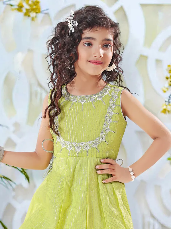 Pista green cotton palazzo suit with dupatta