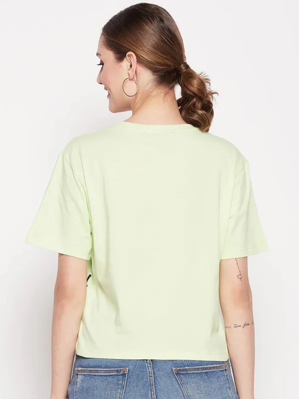 Pista green cotton printed top