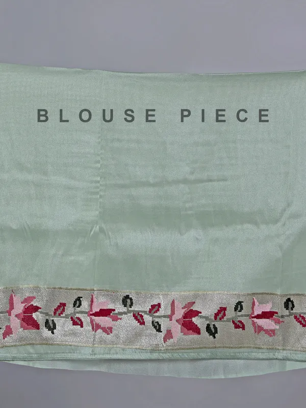 Pista green cotton silk saree with thread and zari