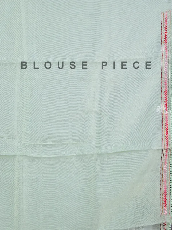 Pista green cotton silk saree with thread weaving