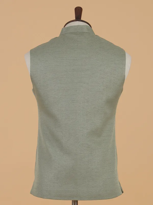 Pista green cotton waistcoat for men