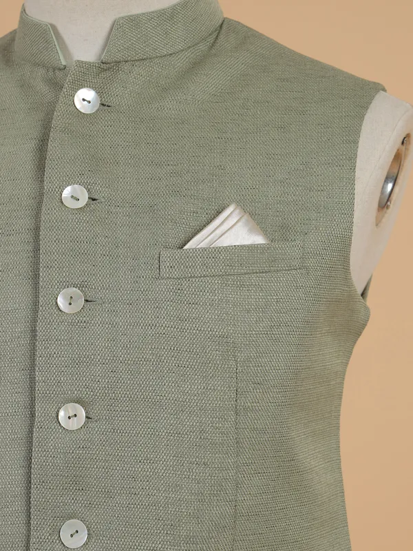 Pista green cotton waistcoat for men