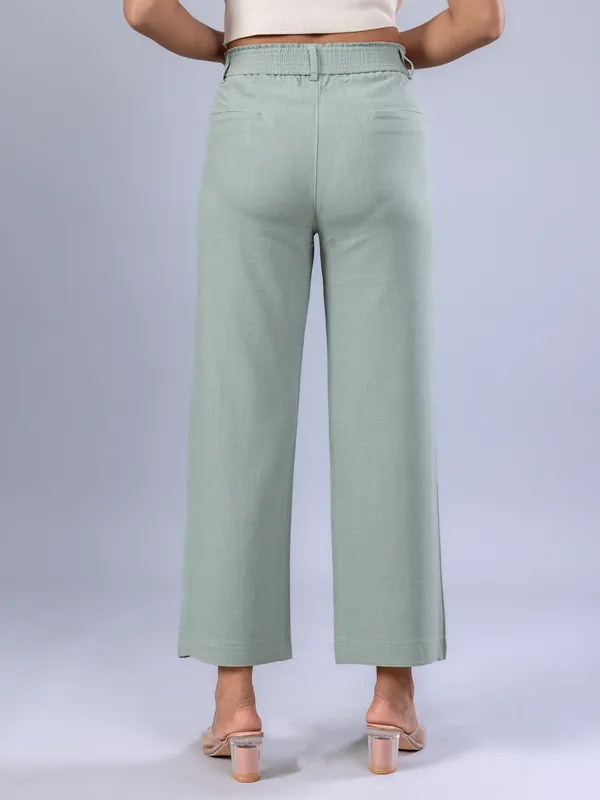 Pista green cotton women pant