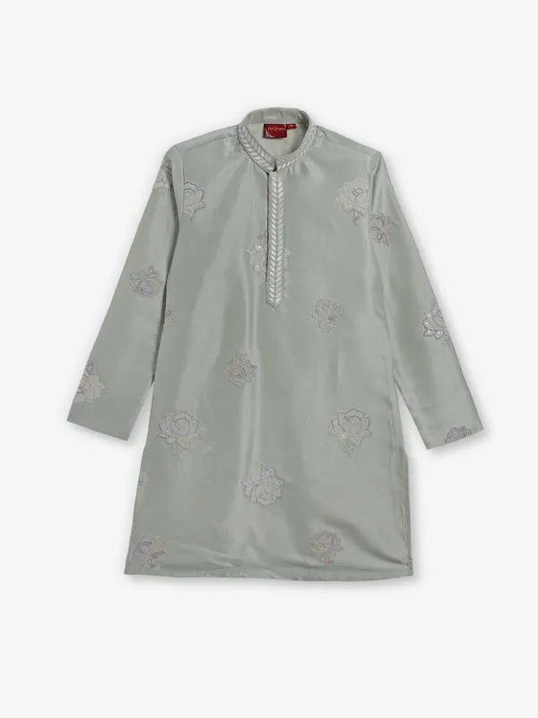Pista green embroidered boys kurta suit