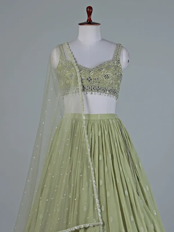 Pista green georgette lehenga choli set
