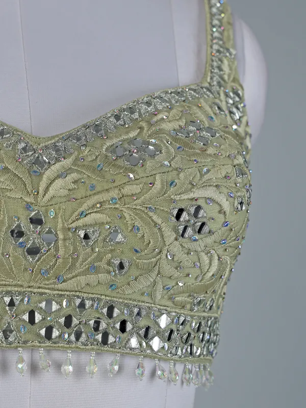 Pista green georgette lehenga choli set
