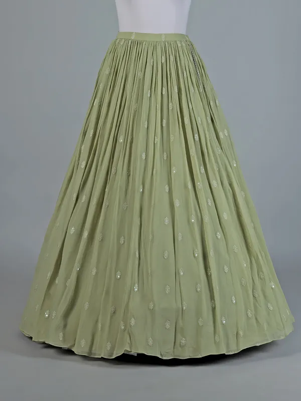 Pista green georgette lehenga choli set