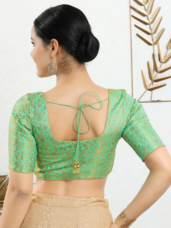 Pista green jacquard blouse