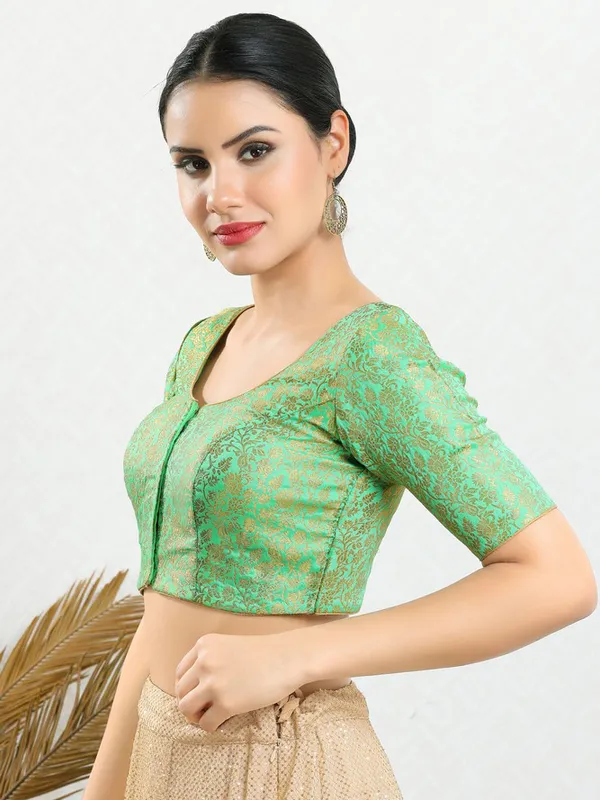 Pista green jacquard blouse