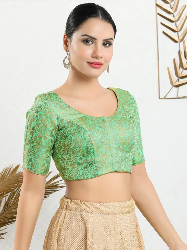 Pista green jacquard blouse