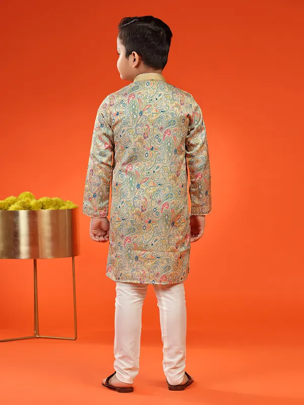 Pista green kalamkari printed kurta suit