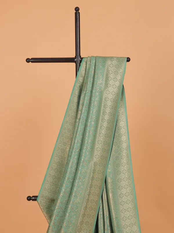 Pista green kanjivaram silk saree for festive