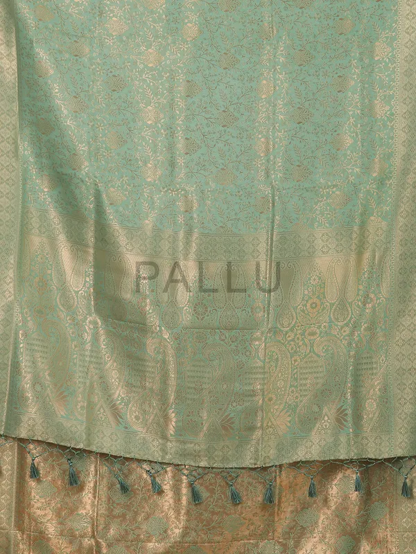 Pista green kanjivaram silk saree for festive