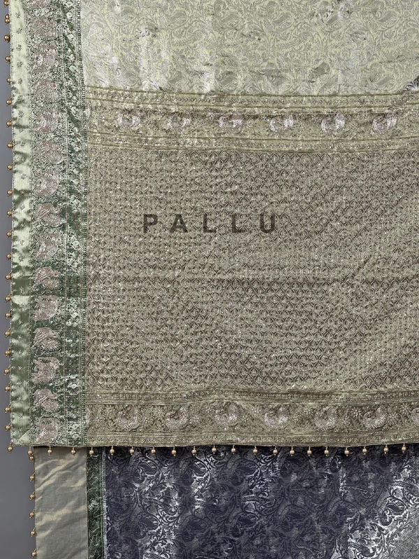 Pista green kanjivaram silk saree for mehendi
