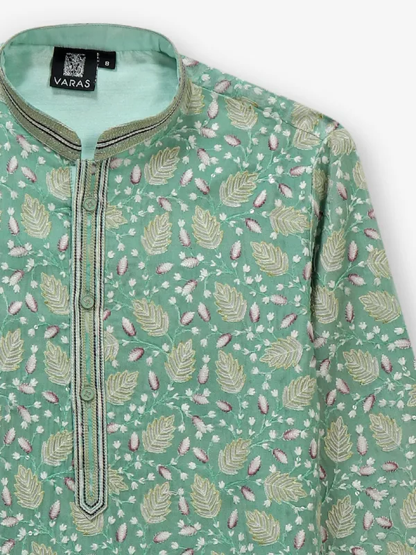Pista green kurta suit for boys