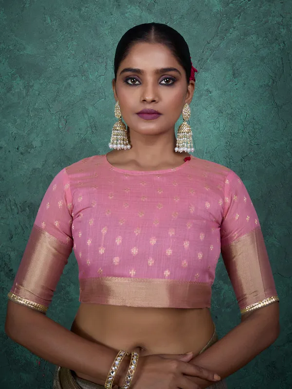Pista green linen blend saree with zari weaving