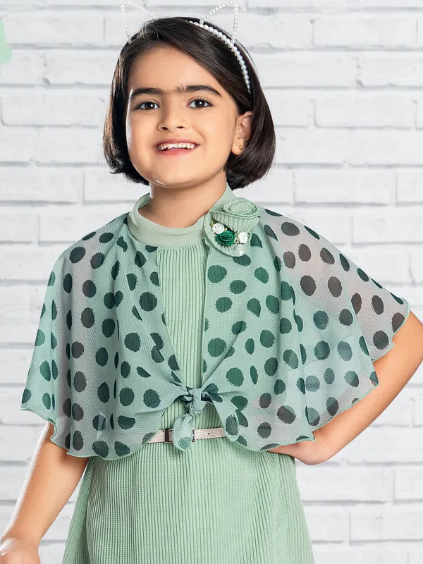 Pista green lycra frock for casual