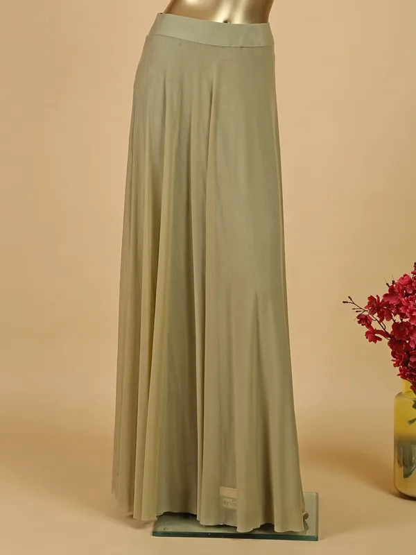 Pista green lycra ready to wear saree