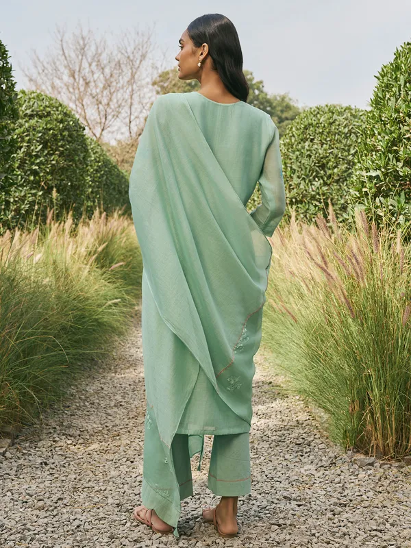 Pista green muslin cotton salwar suit