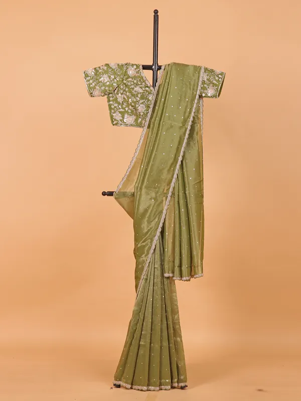 Pista green organza saree for wedding