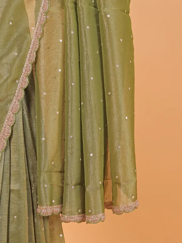 Pista green organza saree for wedding