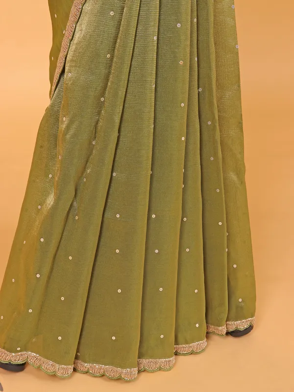Pista green organza saree for wedding
