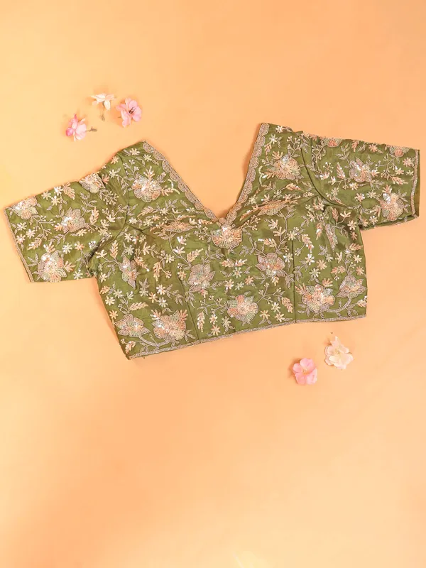 Pista green organza saree for wedding