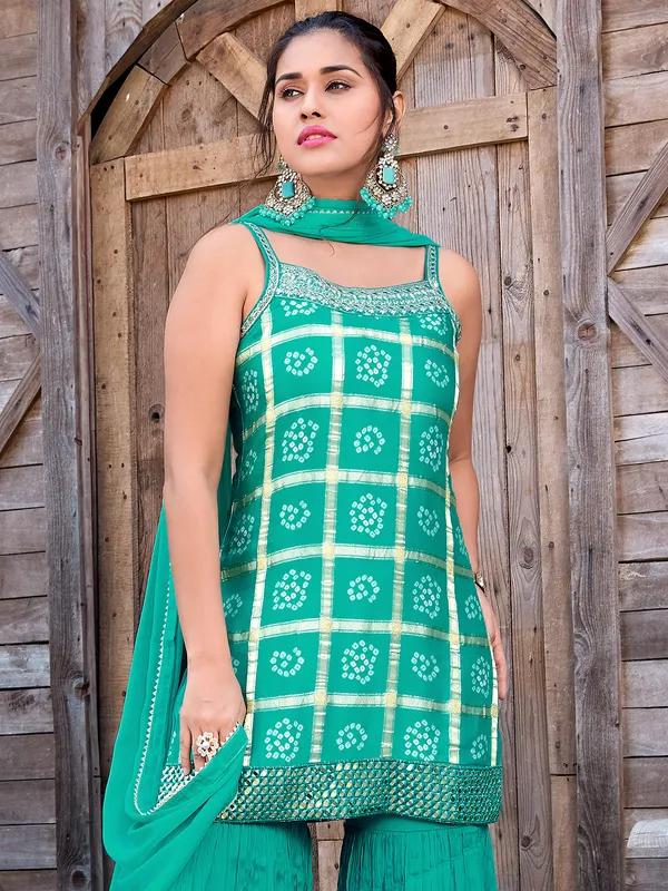 Pista green palazzo suit with dupatta