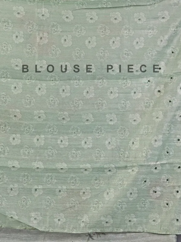 Pista green printed cotton silk saree