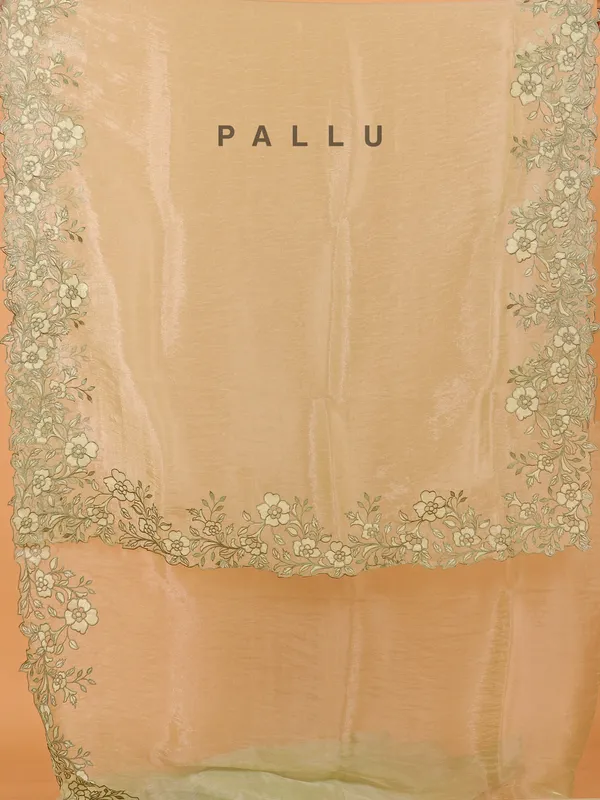 Pista green semi organza saree for women