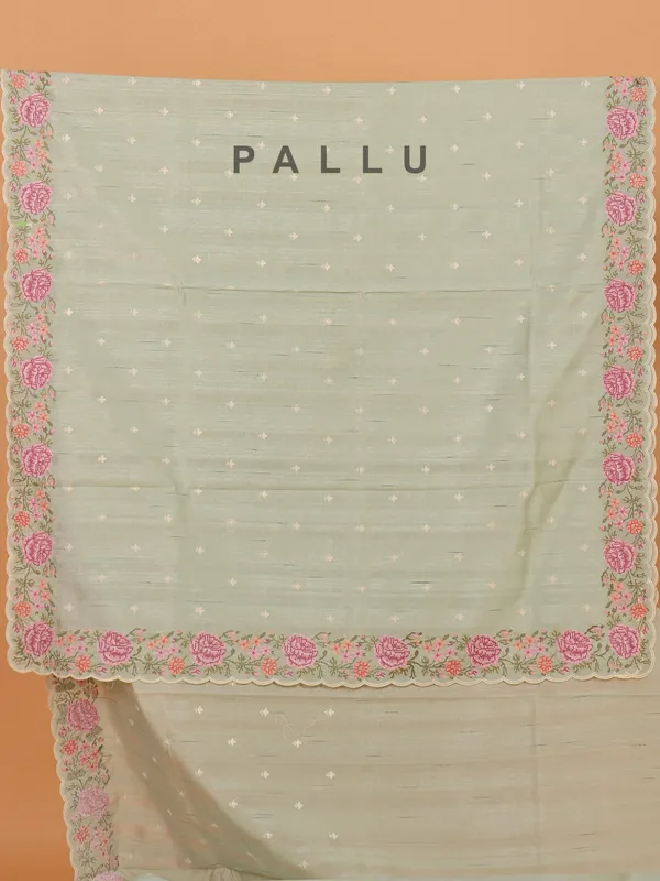 Pista green semi silk saree for festive wear