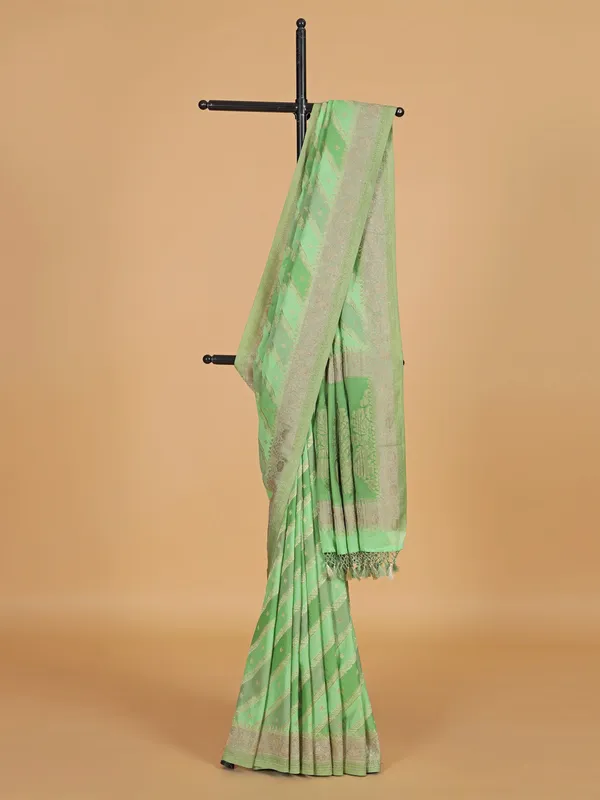 Pista green silk saree for festivals
