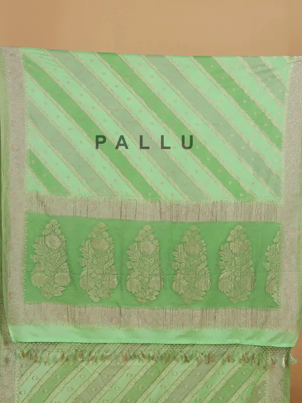 Pista green silk saree for festivals