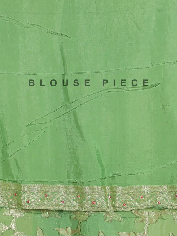 Pista green silk zari weaving saree for women