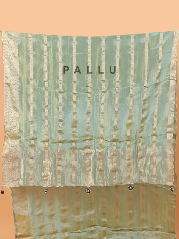 Pista green soft organza saree with ready made blouse