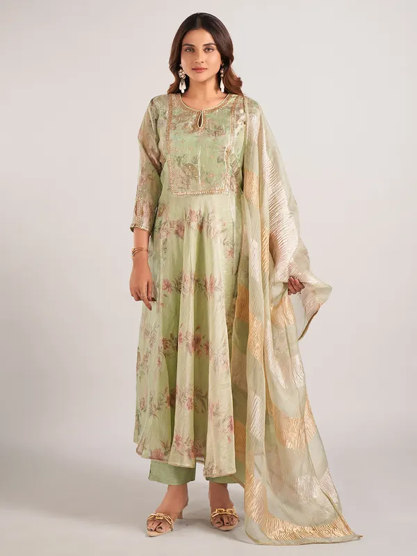 Pista green soft organza wedding wear salwar suit