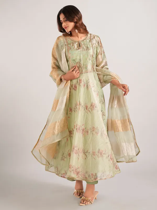 Pista green soft organza wedding wear salwar suit