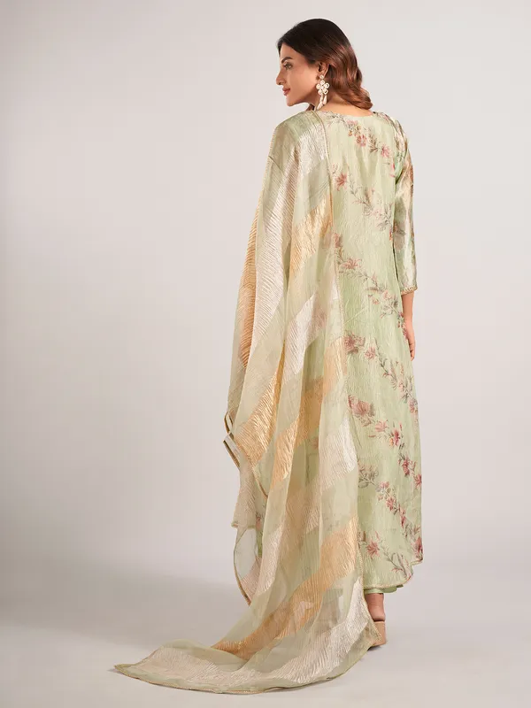 Pista green soft organza wedding wear salwar suit