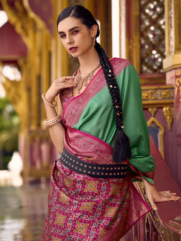 Pista green soft silk saree for festive