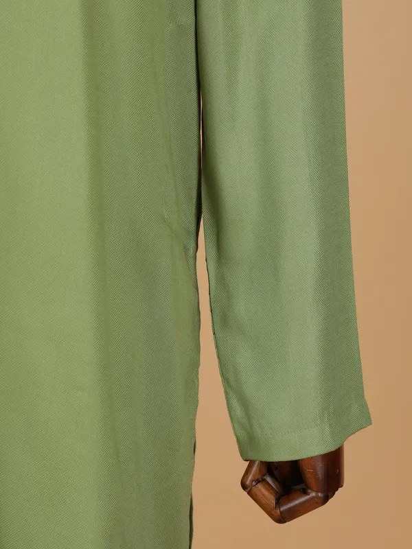 Pista green stylish printed kurta suit for men