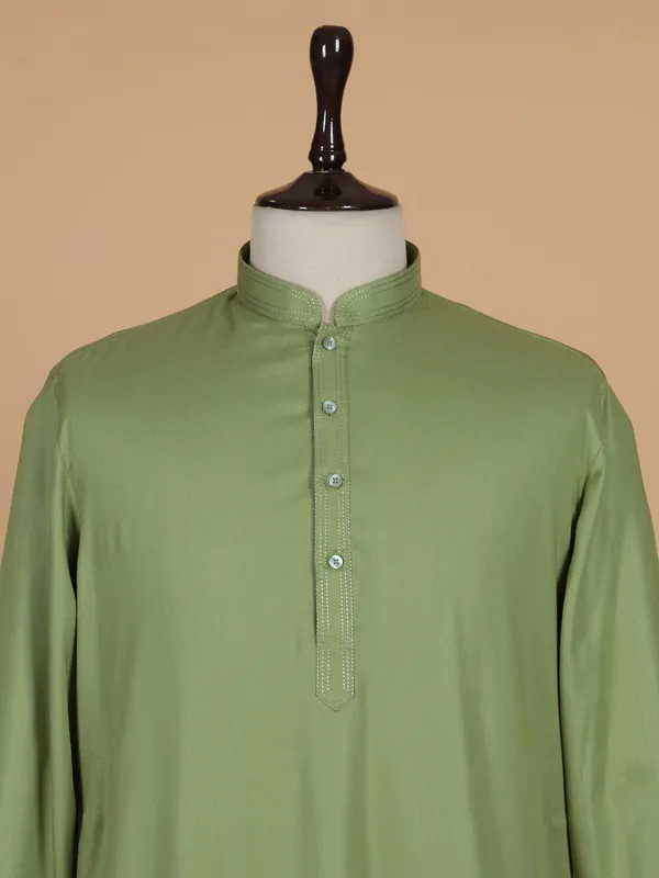 Pista green stylish printed kurta suit for men