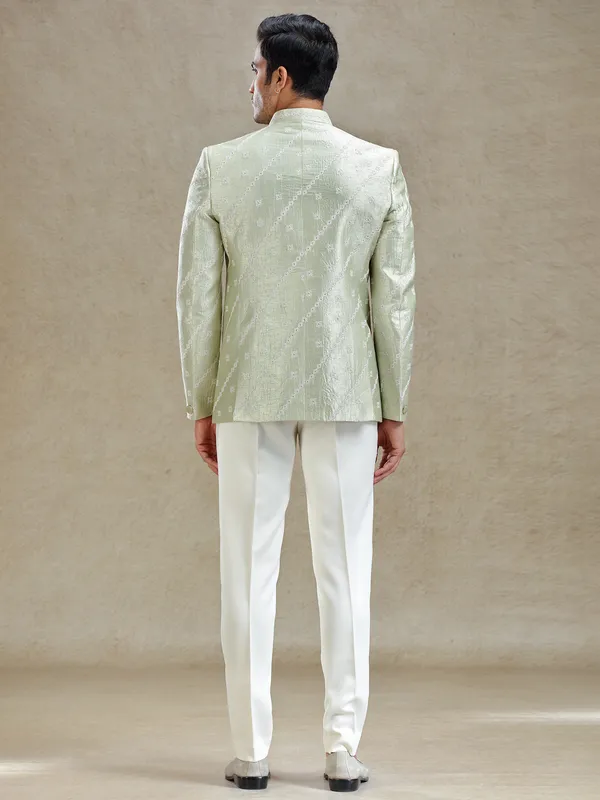 Pista green textured bandh gala jodhopuri suit