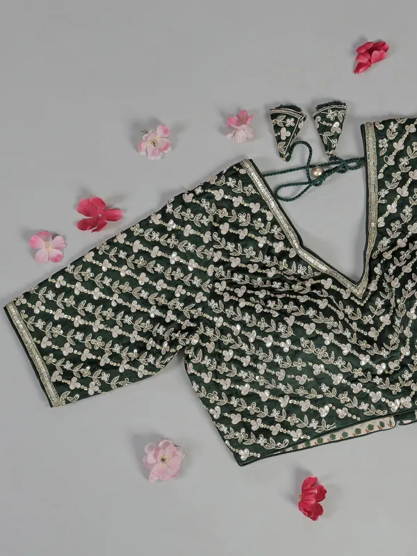 Pista green tissue silk saree with festive sparkle